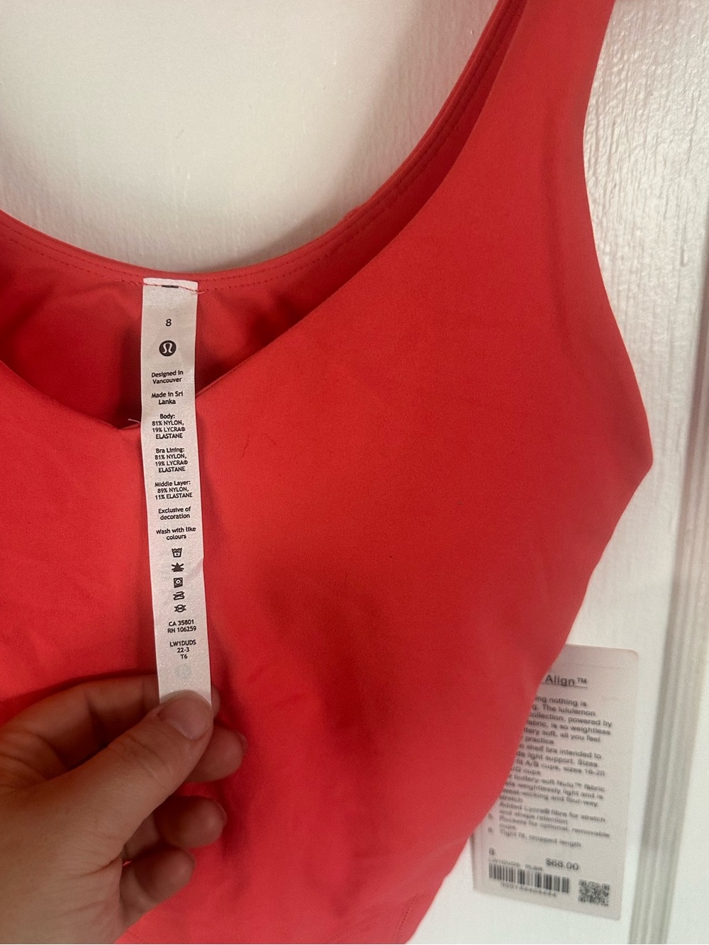 lululemon Align Pale Raspberry Crop Tank - Picture 2 of 4